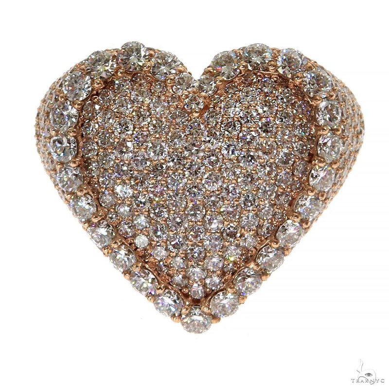 Yellow gold heart-shaped ring encrusted with sparkling diamonds