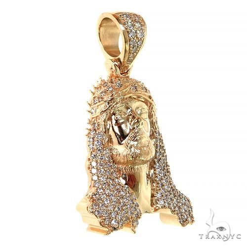 10K Gold TraxNYC Passion Jesus Head Diamond Pendant [Lab], photo 2 of 8