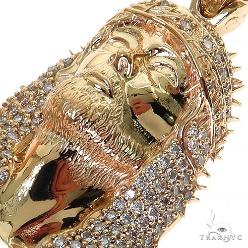 10K Gold TraxNYC Passion Jesus Head Diamond Pendant [Lab], photo 3 of 8