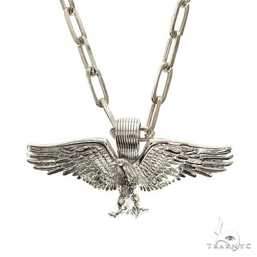 TraxNYC Mini Eagle Pendant Paperclip Chain Set .925 Silver 69999 - Image 1
