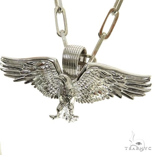 TraxNYC Mini Eagle Pendant Paperclip Chain Set .925 Silver 69999 - Image 3