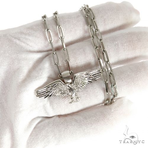TraxNYC Mini Eagle Pendant Paperclip Chain Set .925 Silver, photo 7 of 7