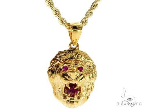 TraxNYC Ruby Lion Pendant and Rope Chain Set 61556 | TraxNYC
