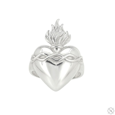 TraxNYC Sacred Flame Heart Ring .925 Silver 70510 - Image 1
