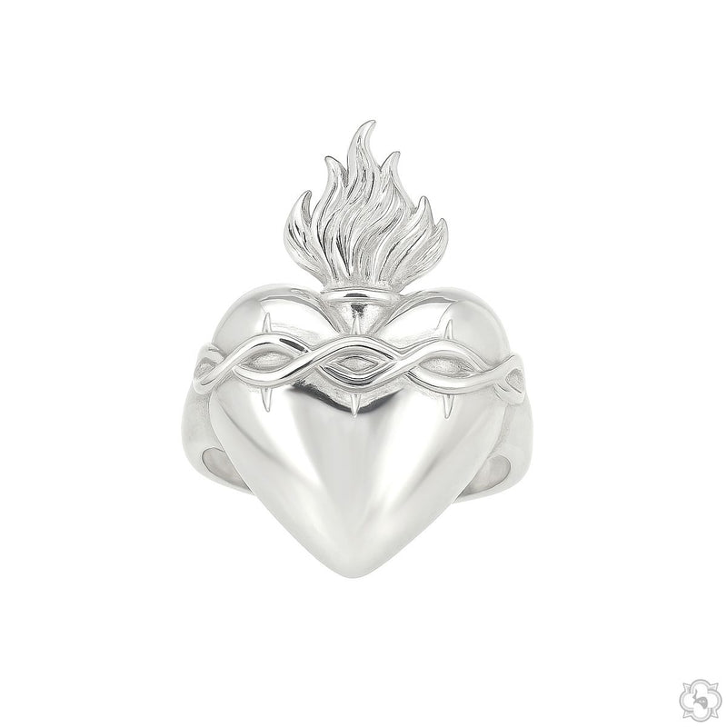 TraxNYC Sacred Flame Heart Ring .925 Silver 70510 - Image 1