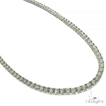 14k white gold diamond tennis chain – front-facing view showing continuous stone setting