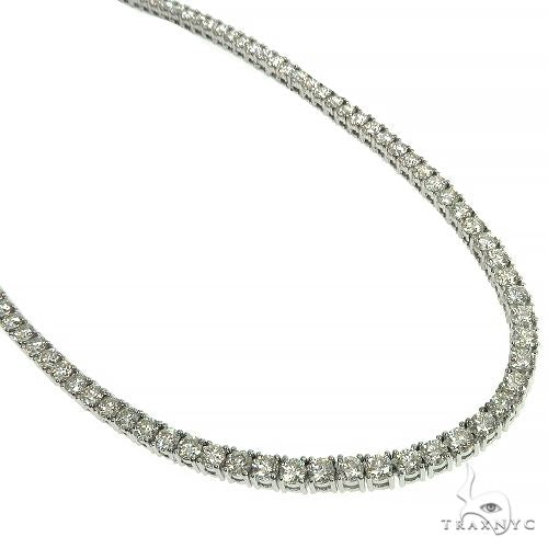 14k white gold diamond tennis chain – front-facing view showing continuous stone setting