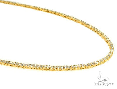 TraxNYC Signature 2 Pointers 14K Yellow Gold Diamond Tennis Chain 66009