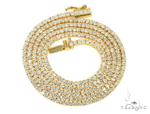TraxNYC Signature 2 Pointers 14K Yellow Gold Diamond Tennis Chain 66009 - Image 4