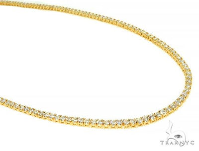 TraxNYC Signature 5 Pointers 14K Yellow Gold Diamond Tennis Chain 66008