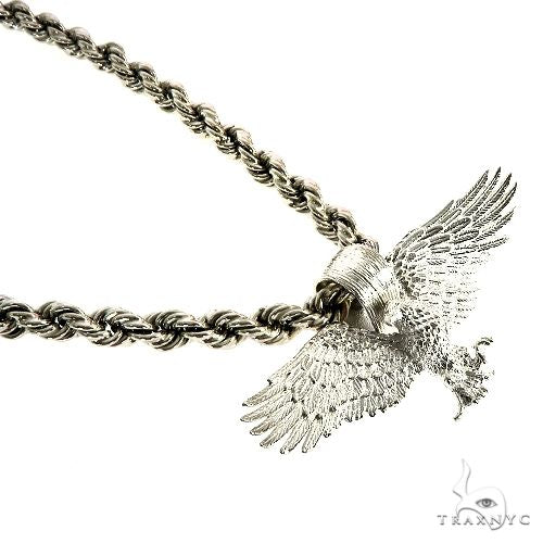 TraxNYC Silver Eagle Pendant Rope Chain Set 67200