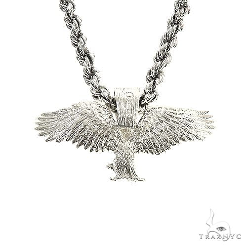 TraxNYC Silver Eagle Pendant Rope Chain Set, photo 3 of 7