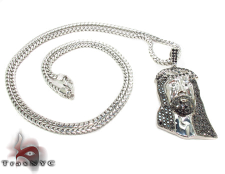 TraxNYC Silver Jesus Pendant Set 28026 - Image 1
