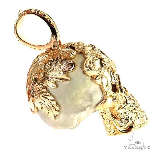 TraxNYC Silver and Gold Skull Mask Pendant, photo 2 of 8