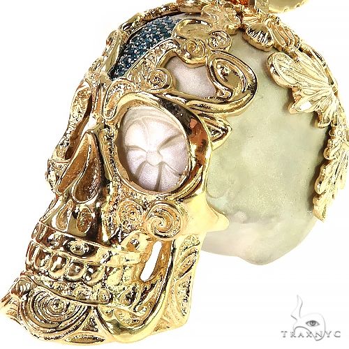 TraxNYC Silver and Gold Skull Mask Pendant, photo 4 of 8