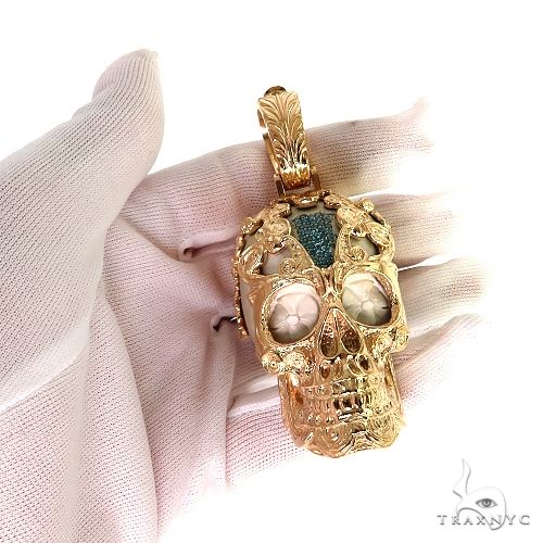 TraxNYC Silver and Gold Skull Mask Pendant, photo 8 of 8
