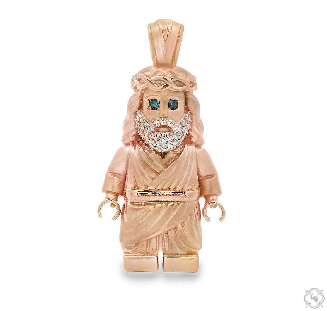 パーツ jesus TraxNYC Solid Gold Block Jesus Pendant 70839