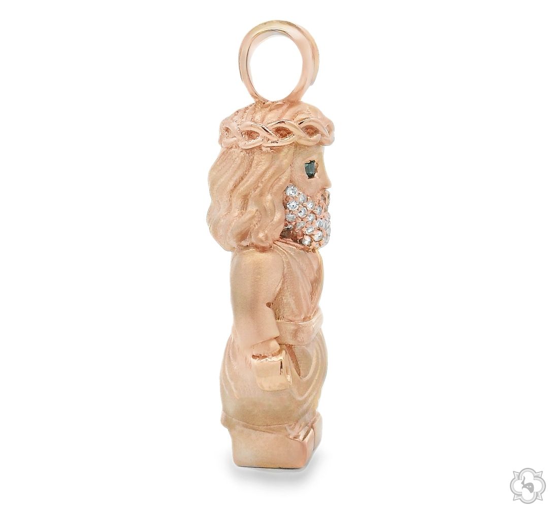 TraxNYC Solid Gold Block Jesus Pendant Mini 70839