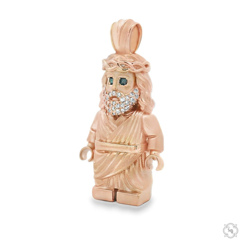 TraxNYC Solid Gold Block Jesus Pendant 70839 - Image 5