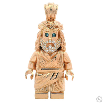 TraxNYC Solid Gold Block Jesus Pendant 70904