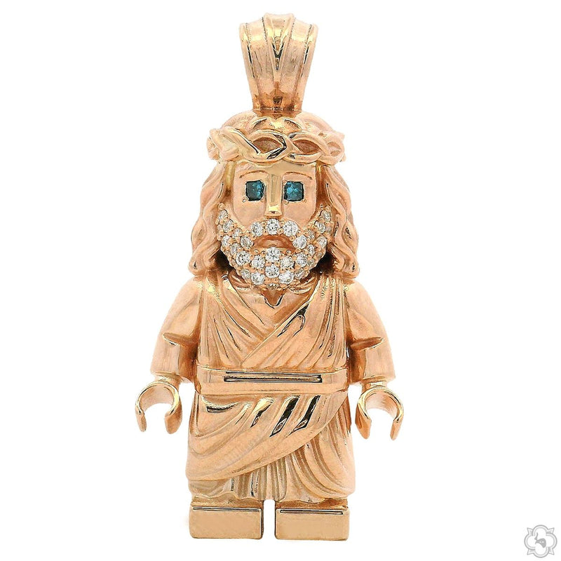 TraxNYC Solid Gold Block Jesus Pendant 70904