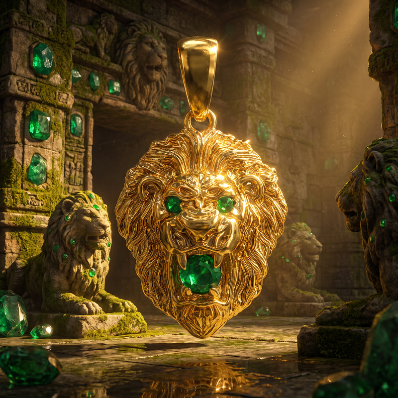 TraxNYC Emerald Lion Pendant 66829