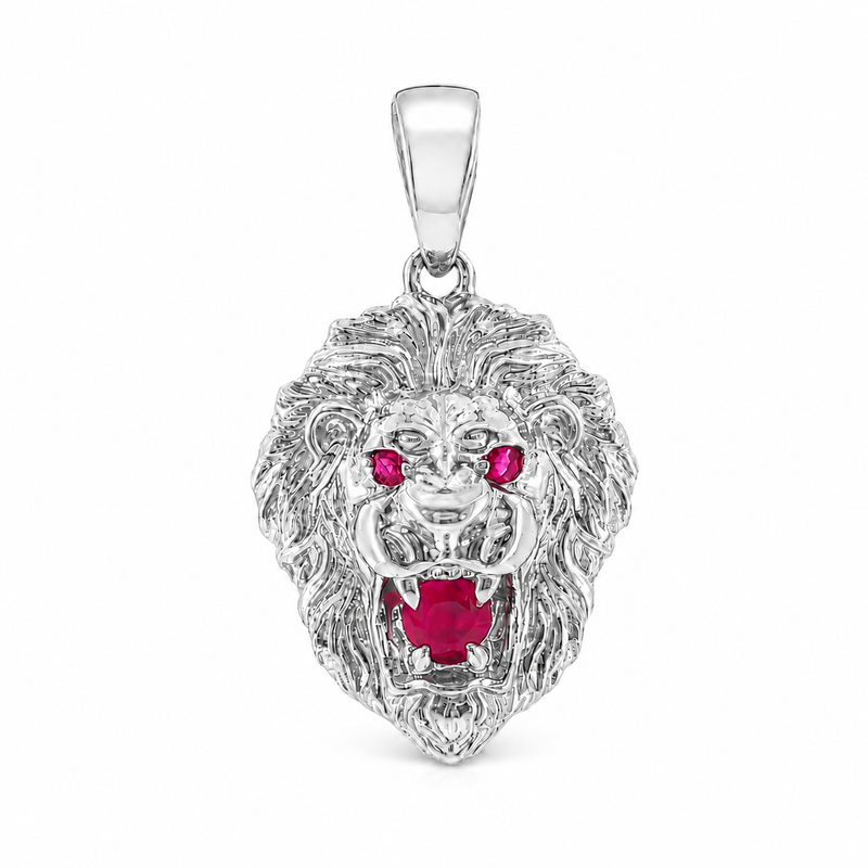 TraxNYC Ruby Lion Pendant in 10K gold, view 3