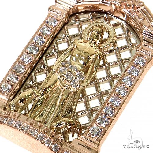 Tri-Color Mini St. Lazarus Diamond Pendant 68455 - Image 3