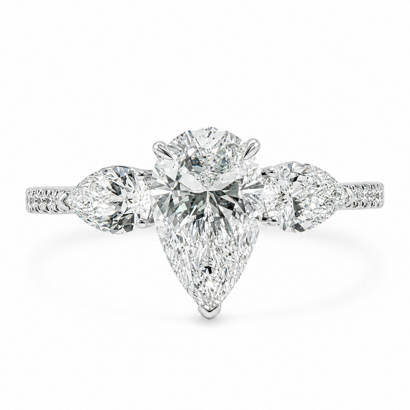 Triad Pear Engagement Ring 71551