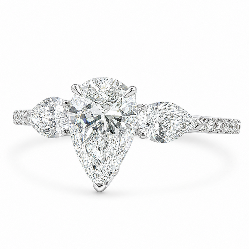 Triad Pear Engagement Ring 71551