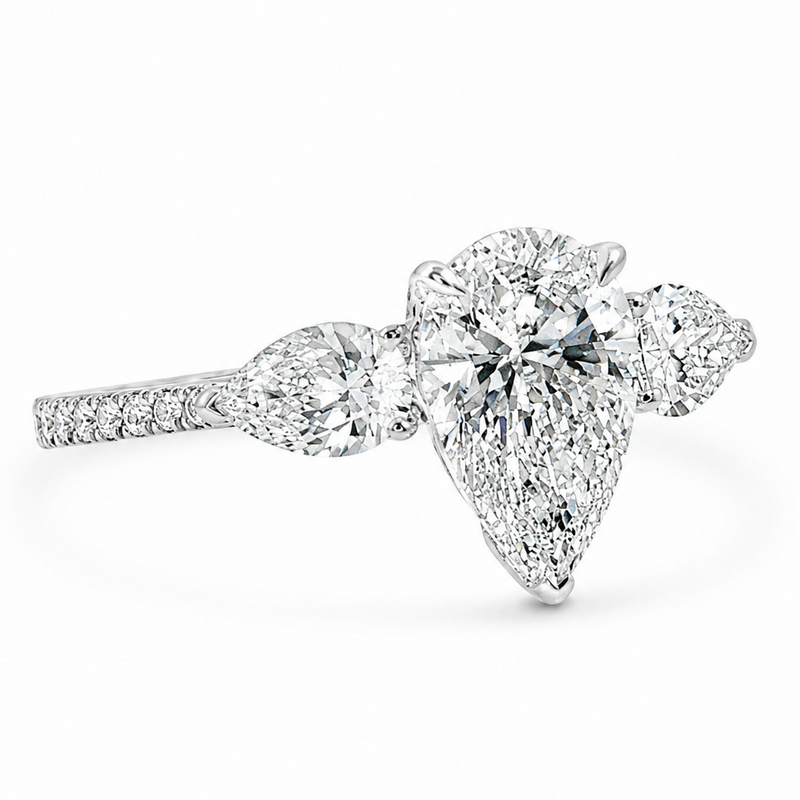 Triad Pear Engagement Ring 71551