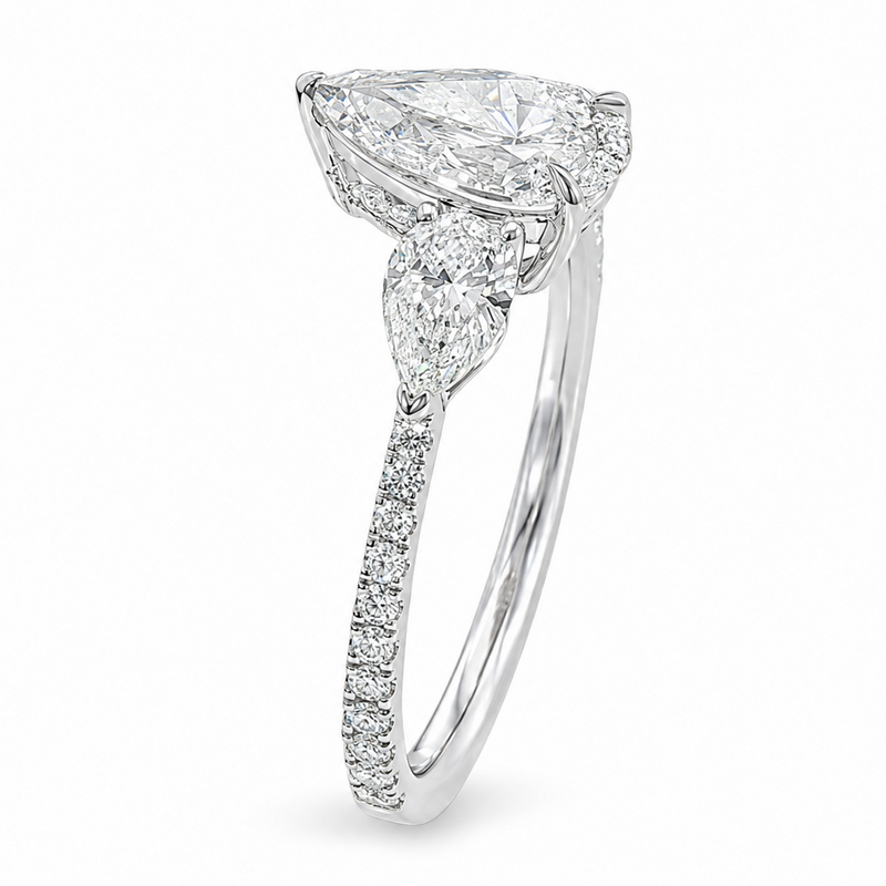 Triad Pear Engagement Ring 71551