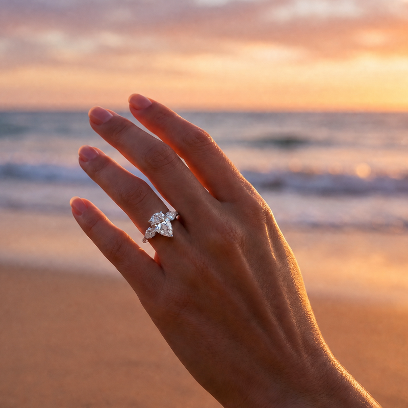 Triad Pear Engagement Ring 71551