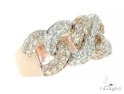 14K Gold Two Tone Diamond Miami Cuban Link Ring