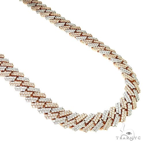 Two-tone diamond Cuban chain with prong-set iced links and sparkling diamond clasp