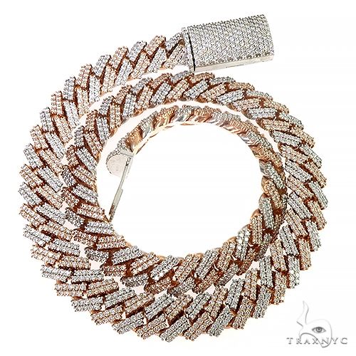 Two Tone Prong Set Diamond Cuban Chain 66852 - Image 3