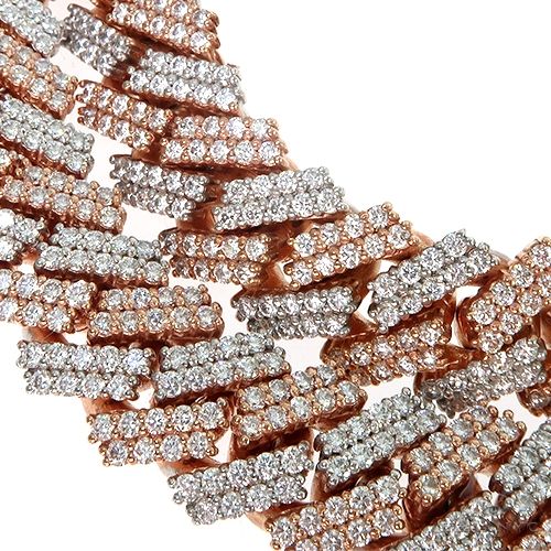 Two Tone Prong Set Diamond Cuban Chain 66852 - Image 4