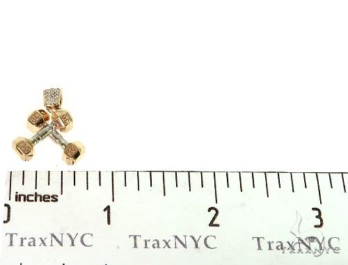 14K Two Tone Small Dumbbells Barbells Fitness Pendant 66107 - Image 6