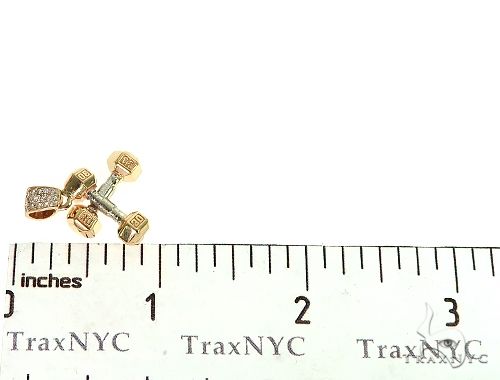 14K Two Tone Small Dumbbells Barbells Fitness Pendant 66107 - Image 7