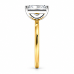 Two-tone 14K gold engagement ring featuring a 2 carat radiant-cut lab grown diamond with four white gold prongs and a polished gold band.