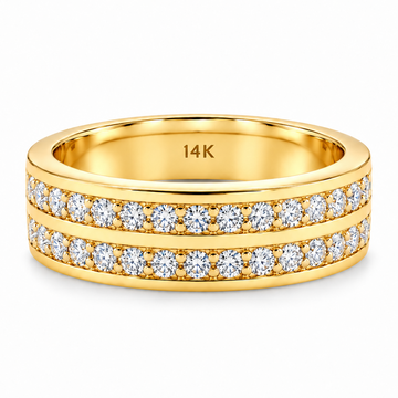 Two Row Wedding Band in 14K gold