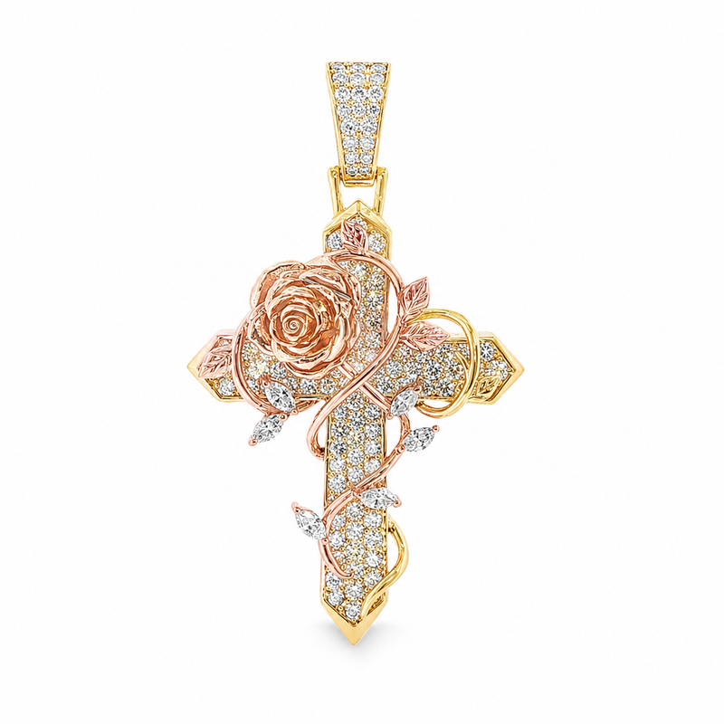 Two Tone Rosevine Heavenly Cross Pendant 71651