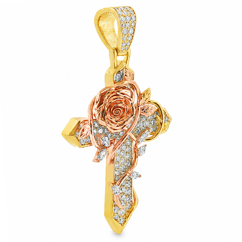 Two Tone Rosevine Heavenly Cross Pendant 71651