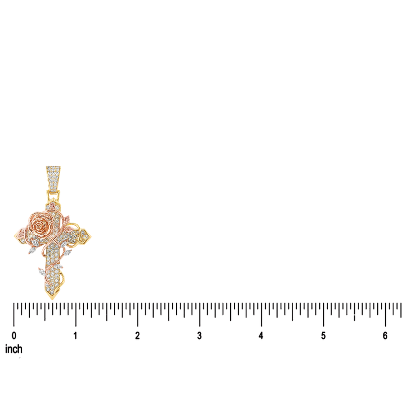 Two Tone Rosevine Heavenly Cross Pendant 71651