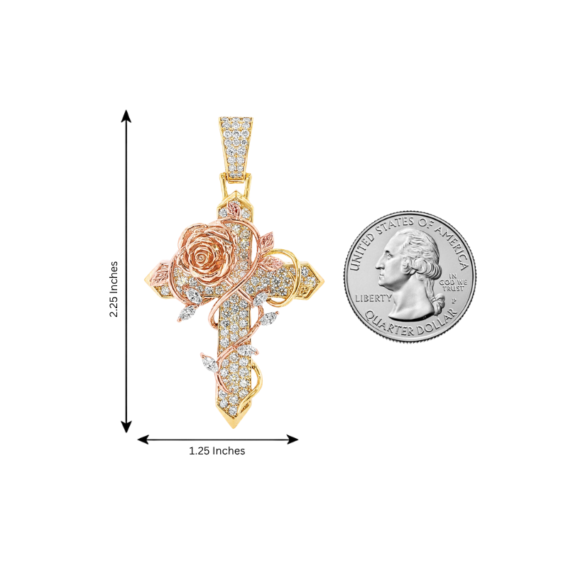 Two Tone Rosevine Heavenly Cross Pendant 71651