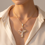 Two Tone Rosevine Heavenly Cross Pendant 71651