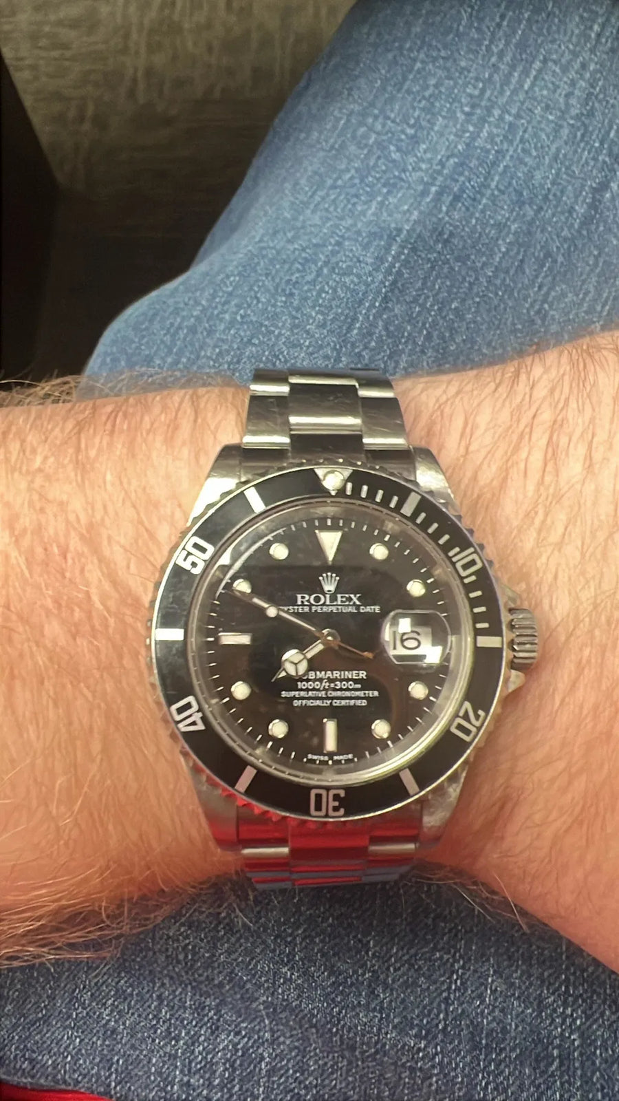 Rolex Submariner 40mm, black dial, ref. 16610, worn by Tyler B. in Oklahoma City, OK