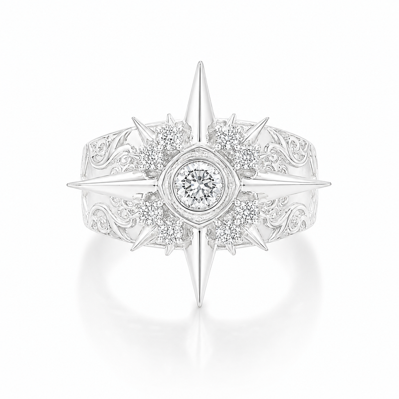 UFO Silver Diamond Ring 71601