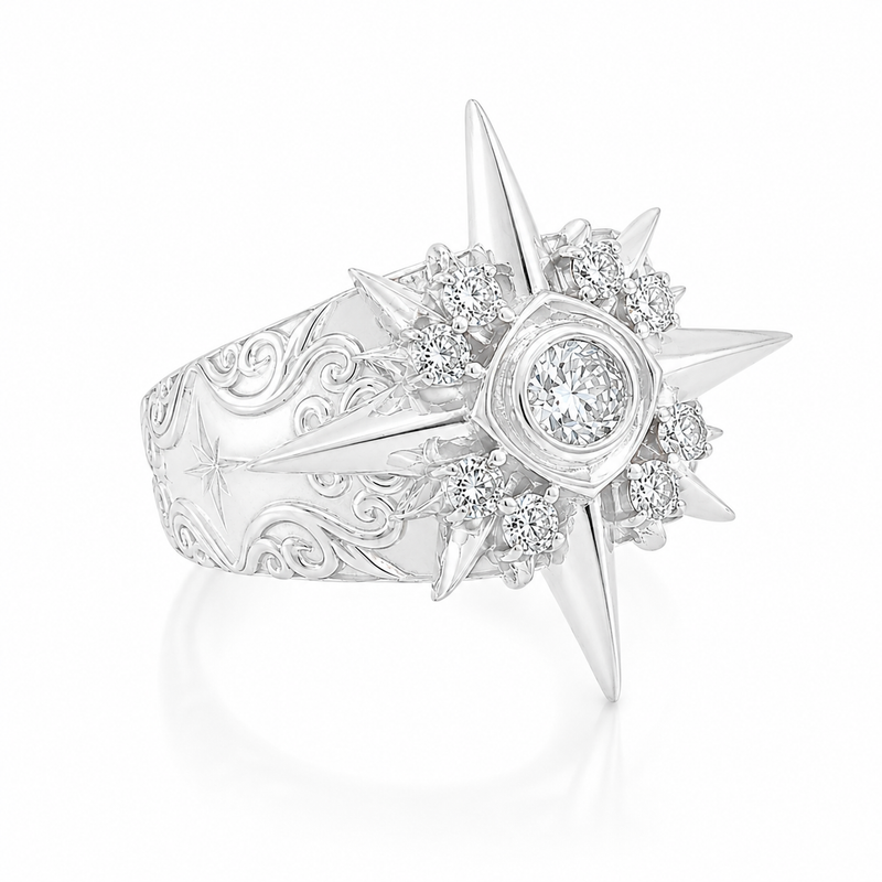 UFO Silver Diamond Ring 71601