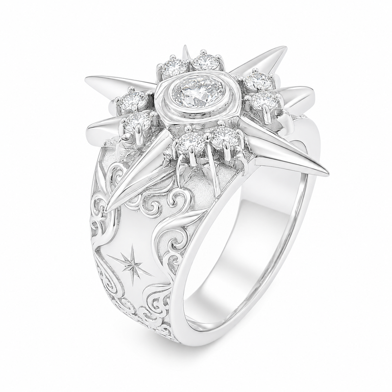 UFO Silver Diamond Ring 71601